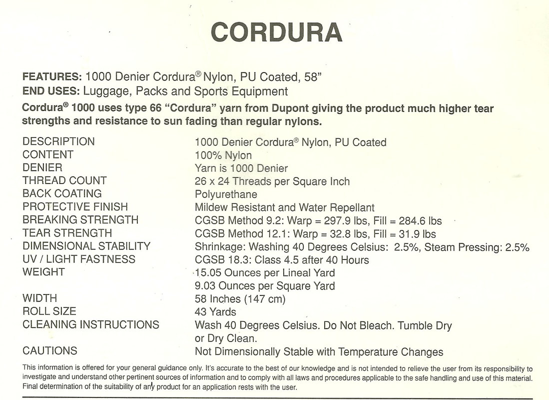 Specifications Cordura